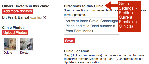 Update directions to reach your clinic