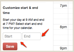 Customize Calendar Start and End Time