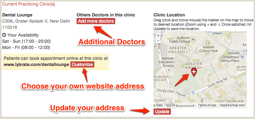 Customize Clinic Website