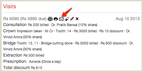 Email Invoice from Patient Details Page