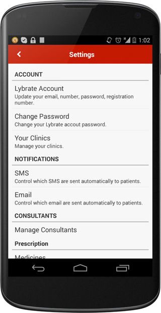 Manage Settings from Lybrate - Practice Management Mobile App