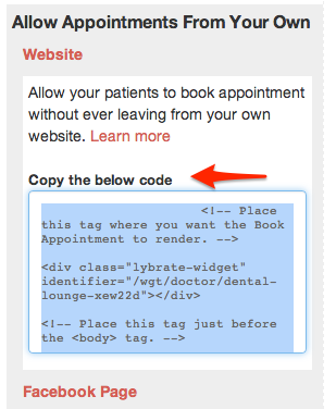 Instructions to allow patients to book appointment directly from your Website