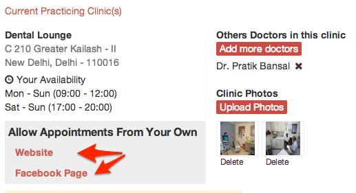 Allow patients to book appointment directly from your Website and Facebook Page